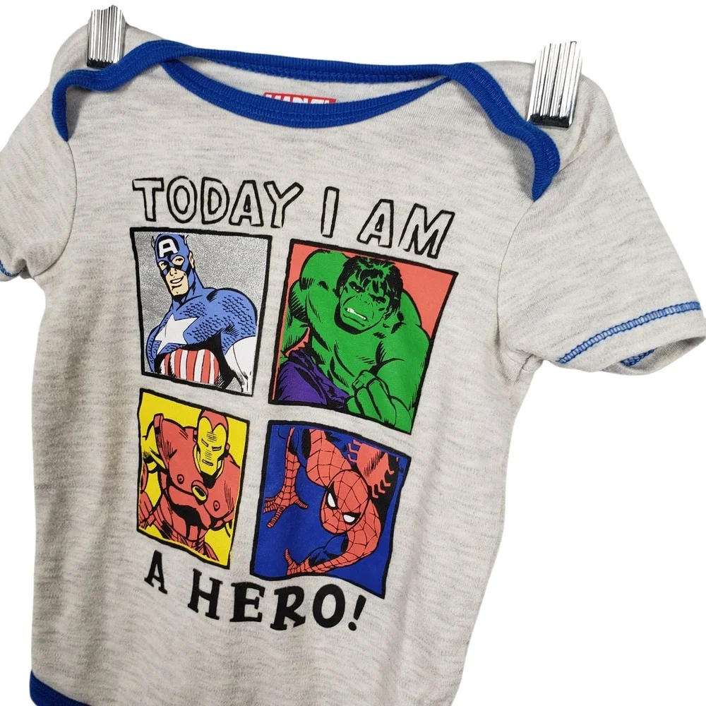 Marvel Comics Superhero Captain America Hulk Iron Man Spiderman Shirt 18M‎